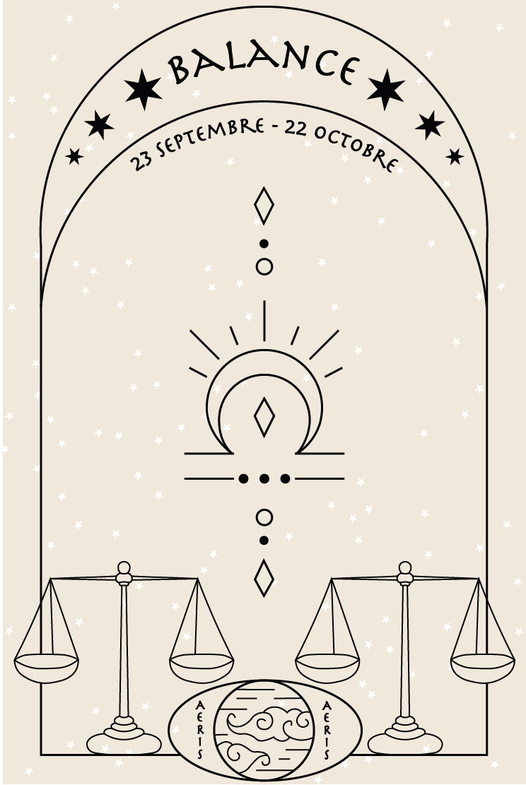 Illustration signe astrologique de la balance