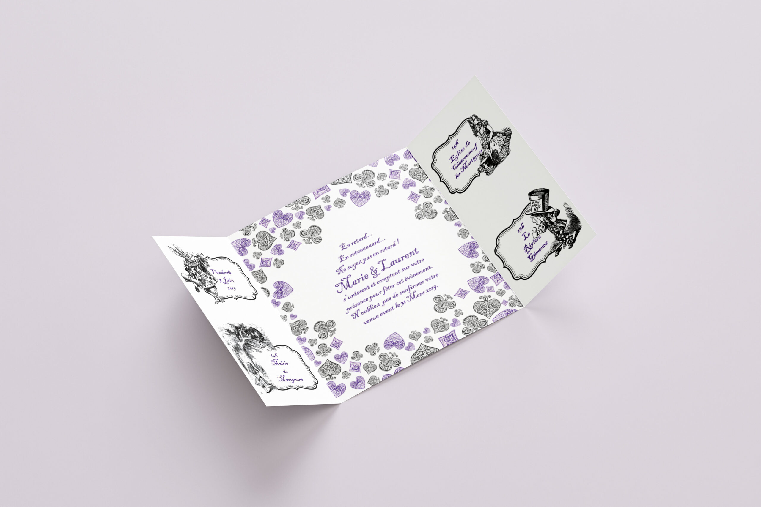 Faire-part de mariage Alice au pays des merveille